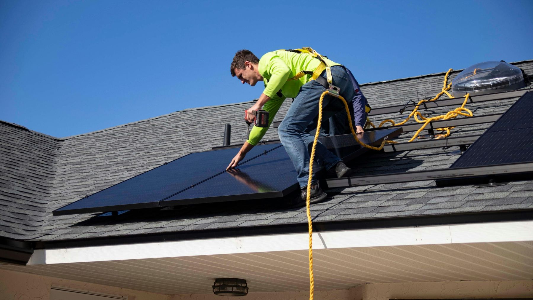 Solar panels installed on a residential roof